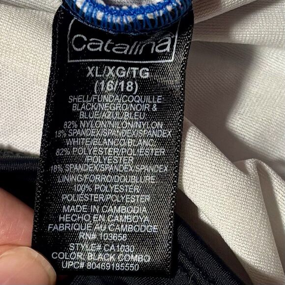 Catalina Swimsuit One Piece Women’s Size 16/18 XL Blue Black Bathing Suit Beach - Picture 3 of 7